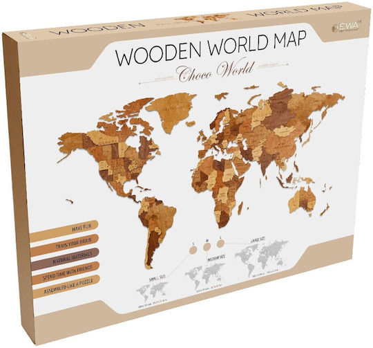 Ewa 3D Διακοσμητικό Τοίχου World από Ξύλο 100x55cm