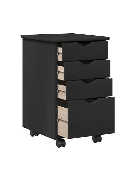 Nachttisch aus Massivholz Schwarz 34x39x56cm