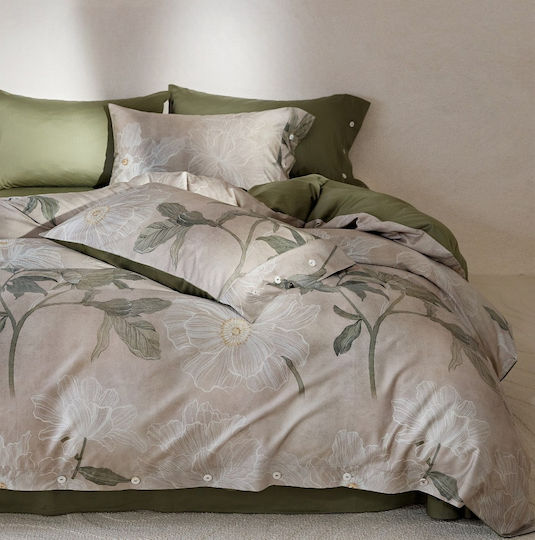 4 Seasons Collection Подредба Пликове За Завивки Памук Юбърдипли 220x240см 2 Калъфки За Възглавници & 1 Чаршаф Маслинено Сиво