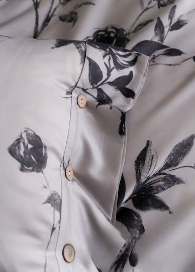 4 Seasons Collection Σετ Παπλωματοθήκη Βαμβακοσατέν Υπέρδιπλη 220x240cm 2 Μαξιλαροθήκες & 1 Σεντόνι Γκρι Μαύρο