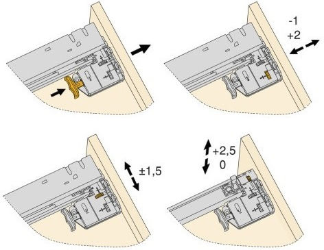 Hidden Drawer Guide Emuca Silver Brake 100% Opening Clips 390mm