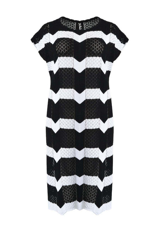 Rochie De Vară Pentru Femei Midi Tricotată Neagră