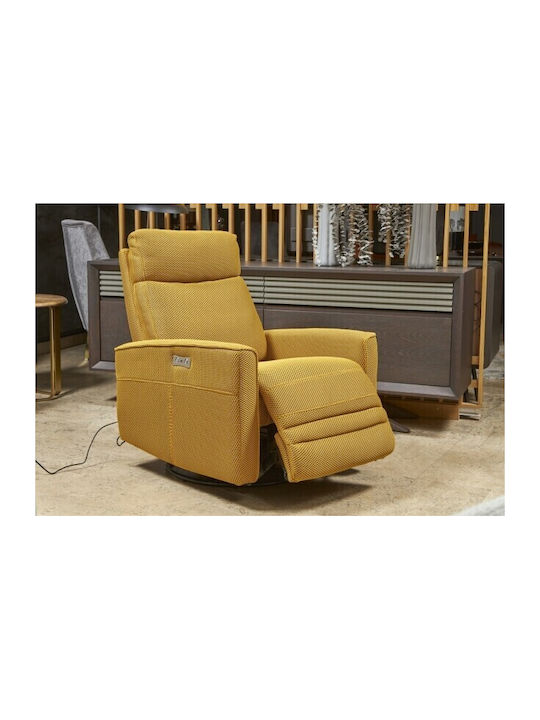 Kare Relax Armchair with Footstool Yellow 170x50x40cm