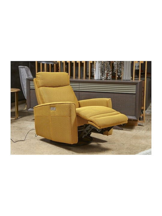 Kare Relax Armchair with Footstool Yellow 170x50x40cm