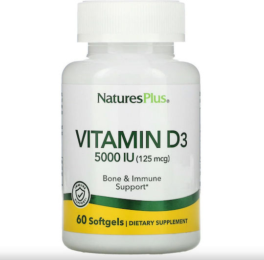 Nature's Plus Vitamin D3 for Immune Support & Bone Health 5000iu 60 Softgels