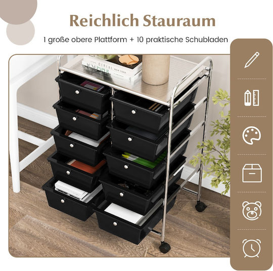 Costway Metal Kitchen Trolley Black