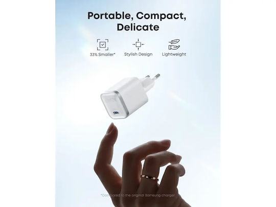 Anker Φορτιστής Χωρίς Καλώδιο GaN με Θύρα USB-C 45W Power Delivery Λευκός (Nano)