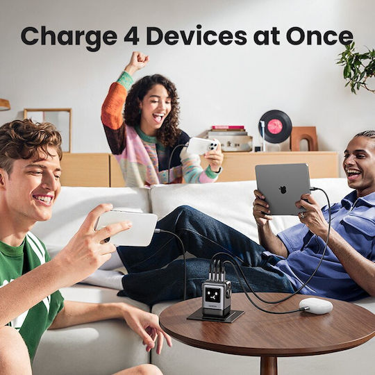 Ugreen Charging Stand GaN with USB-A Port and 3 USB-C Ports 100W Power Delivery / Quick Charge 4.0 in Gray color (X688)
