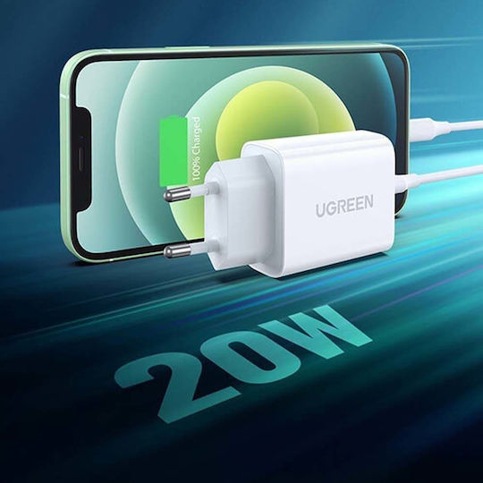 Ugreen Φορτιστής Χωρίς Καλώδιο με Θύρα USB-C 20W Power Delivery Λευκός (CD137)
