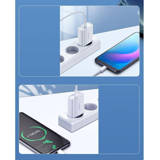 Ugreen Φορτιστής Χωρίς Καλώδιο με Θύρα USB-C 20W Power Delivery Λευκός (CD137)