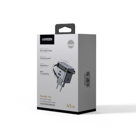 Ugreen Charger with USB-A Port and USB-C Port and Cable USB-C 45W Gray (X614)