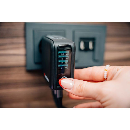 Verbatim Φορτιστής Χωρίς Καλώδιο GaN με Θύρα USB-A και 3 Θύρες USB-C 140W Power Delivery / Quick Charge 3.0 Μαύρος (30240)