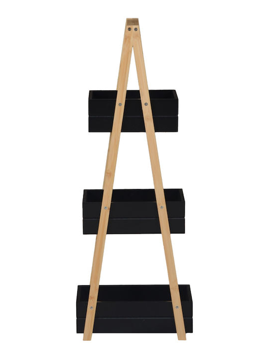Pakketo Tercy Επιδαπέδια Ραφιέρα Μπάνιου Ξύλινη 30x18x80cm Μαύρη