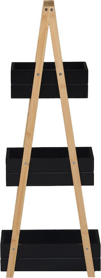 Pakketo Tercy Floor Bathroom Shelf Wooden 30x18x80cm Black