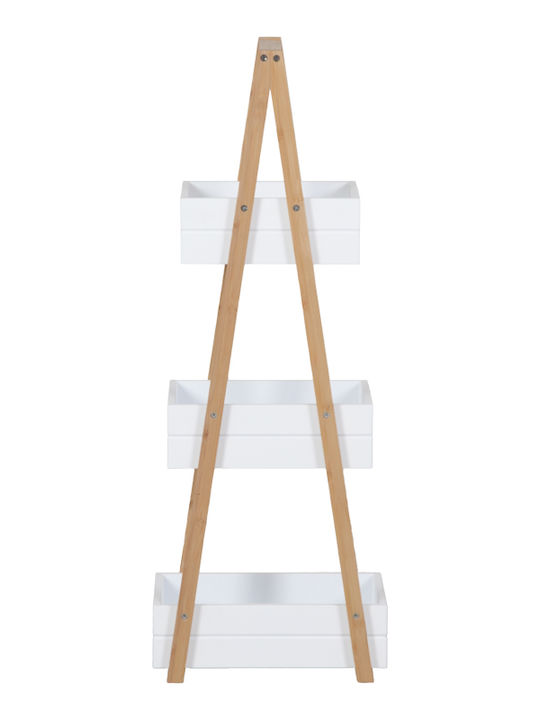 Pakketo Tercy Επιδαπέδια Ραφιέρα Μπάνιου Ξύλινη 30x18x80cm Λευκή