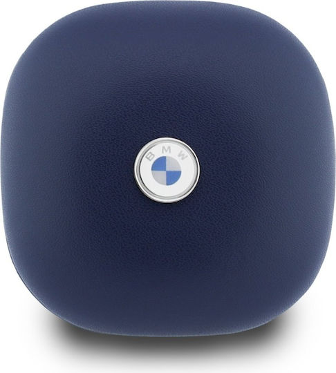 BMW Leather Metal Logo In-ear Bluetooth Handsfree Headphones with Blue Charging Case