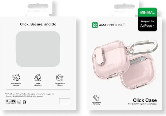 AmazingThing Minimal Case Silicone in Pink color for Apple AirPods 4