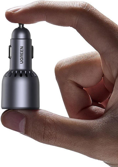 Ugreen EC701 Φορτιστής Αυτοκινήτου 63W με Θύρες: 1xUSB 1xType-C Μαύρο Χρώμα