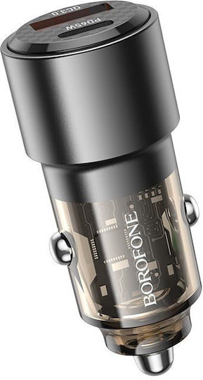 Borofone Auto-Ladegerät 83W Schnellladung mit Anschlüssen: 1xUSB 1xType-C Schwarz Farbe