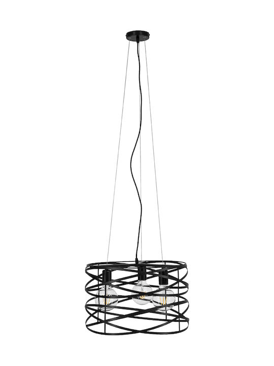 GloboStar Token Pendant Light Black Grid with Socket E27 43cm
