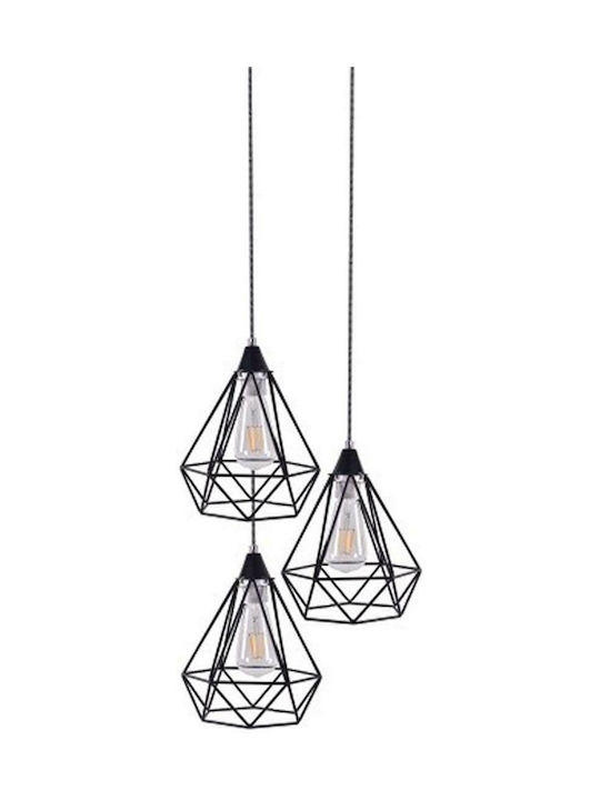 Home Lighting Mila Adjustable Ceiling Light Black Grid with E27 Socket 35x35x150cm
