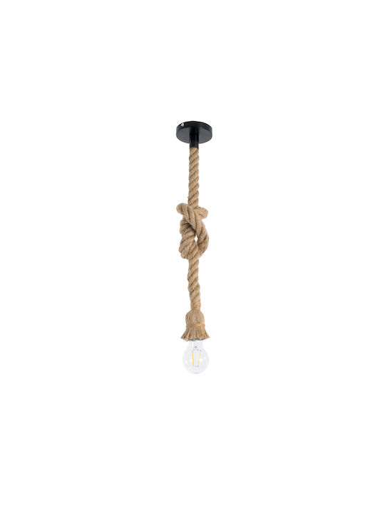 GloboStar Rope Pendant Light Beige with Rope for Socket E27 3.5x3.5x100cm
