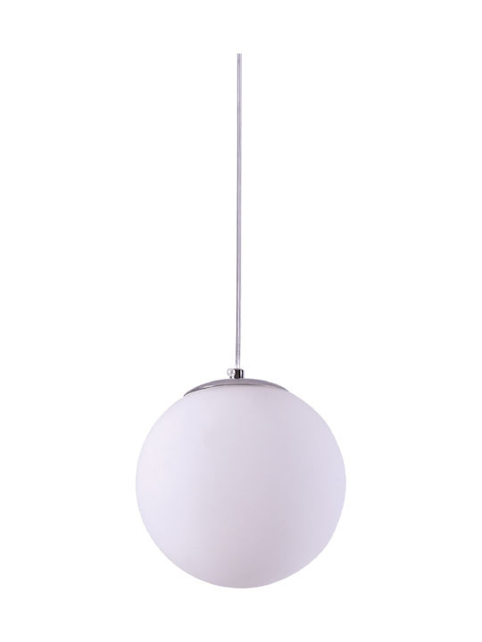 Home Lighting Se1125 1 Op Alessia Pendant Opal Κρεμαστό Φωτιστικό Λευκό Μπάλα με Ντουί E27 25x150x25εκ.