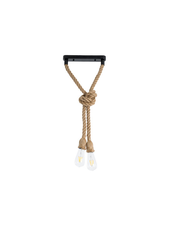 GloboStar Rope Pendant Light Beige with Rope for Socket E27 30x100cm