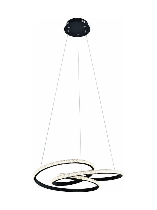Viokef Berlin Pendant Light Black with Crystals 52x520x120cm