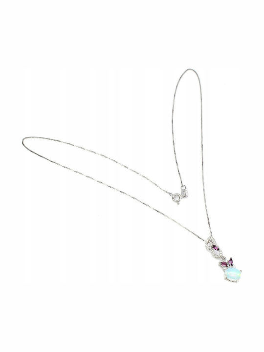 Delicate Silver Necklace Natural Opal Garnets Delicate Silver Necklace Natural Opal Garnets