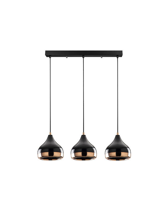 Megapap Precious Pendant Light Black with Socket E27 67x17x111cm