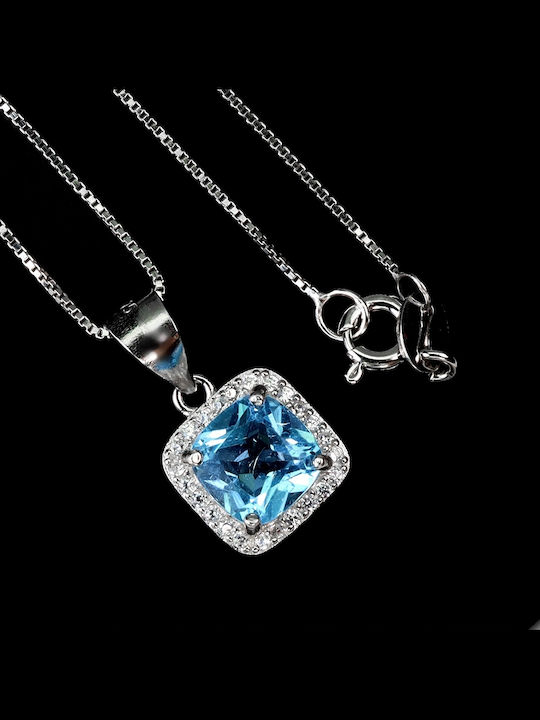 Schöne Elegante Halskette Zarte Zirkon Schweizer Blau Topas Naturale