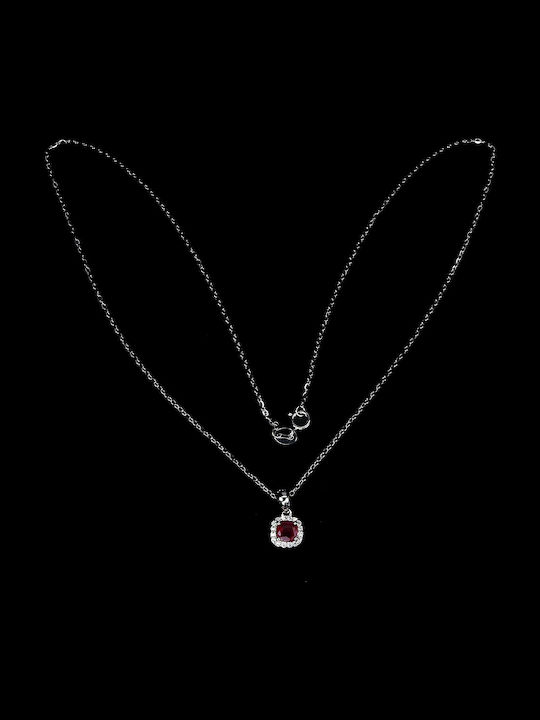 925 Elegant Delicate Silver Necklace Natural Ruby Zircon