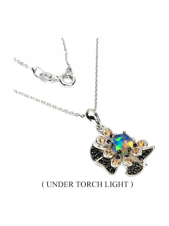 Necklace Silver Sapphire Fiery Opal Black Spinel Necklace Silver Sapphire Fiery Opal Black Spinel
