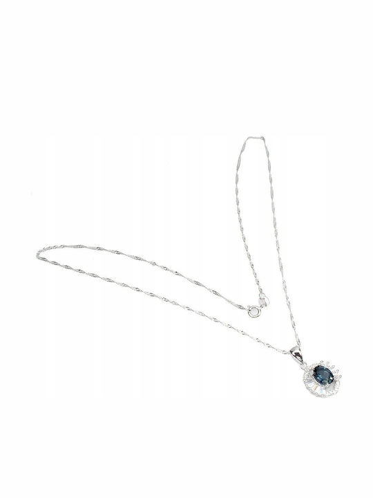 Colier Argint 925 Topaz Albastru Londra Zircon Cubic 9