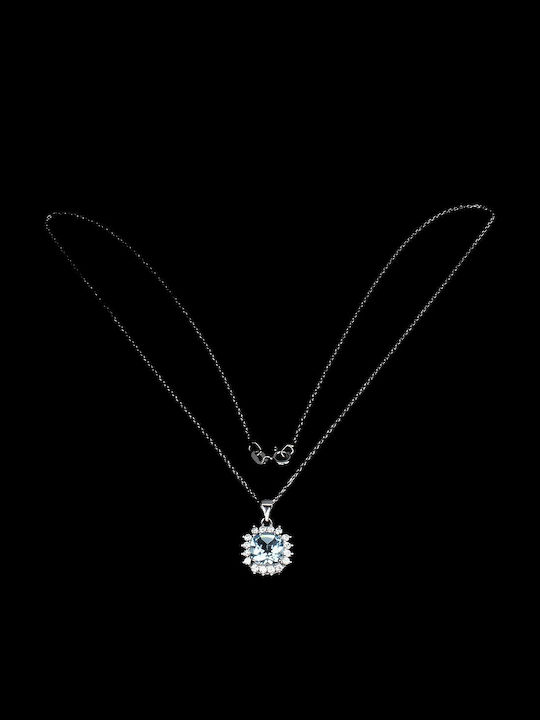 Сребърно Колиe С Светлосин Топаз 925 Натурално 15