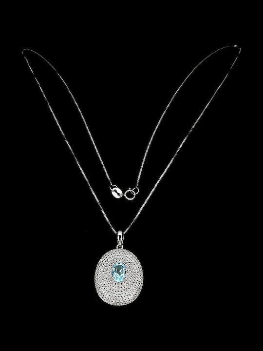 925 Necklace Natural Sky Blue Topaz White Topazes 925 Necklace Natural Sky Blue Topaz White Topazes