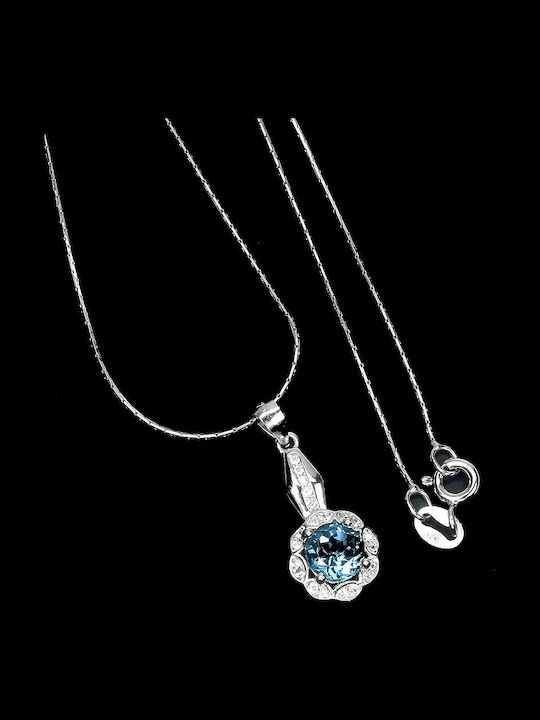 925 Silver Necklace London Blue Topaz Cubic Zirconia13 925 Silver Necklace London Blue Topaz Cubic Zirconia13