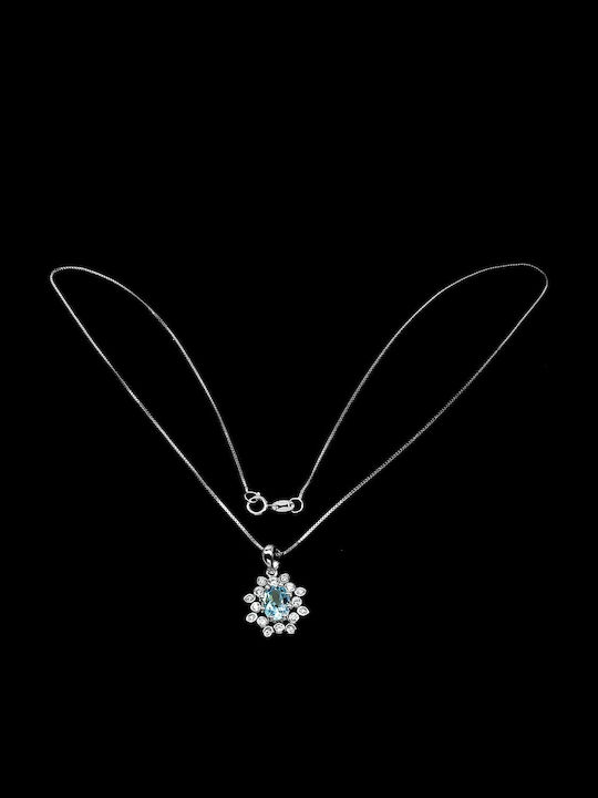 925 Silver Necklace Natural Topaz Sky Zirconia 925 Silver Necklace Natural Topaz Sky Zirconia