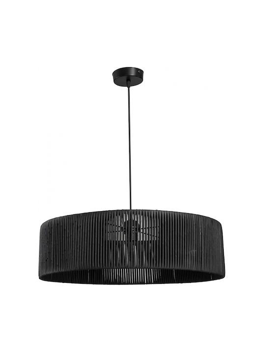 GloboStar Rattan Pendant Light Black Boho with Socket E27 55x55x90cm