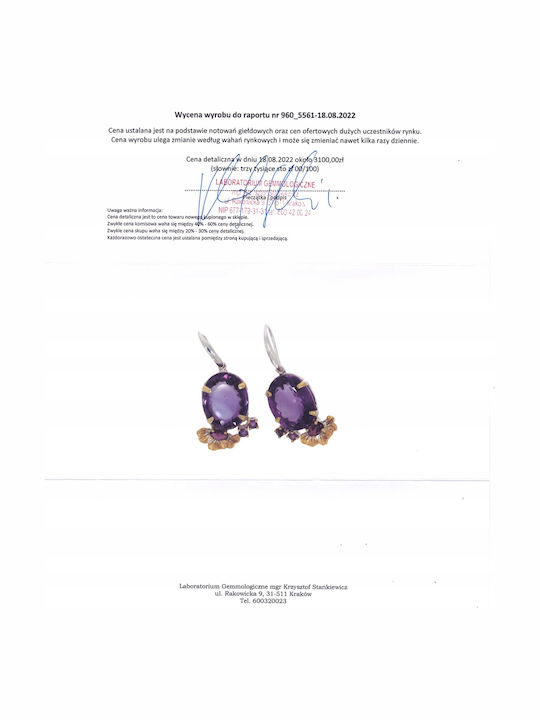 Amethyst Earrings 30ct Garnets Certificate