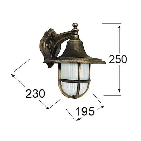 Heronia LP-700AN Felinar de exterior montat pe perete E27 IP23 25x23x19.5εκ.