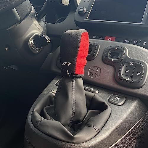 Simoni Racing Capac pentru butonul schimbătorului de viteze Gear Knob Cover Husă pentru mânerele de schimbare (microfibră neagră/roșie) Universal Negru SRGKCR