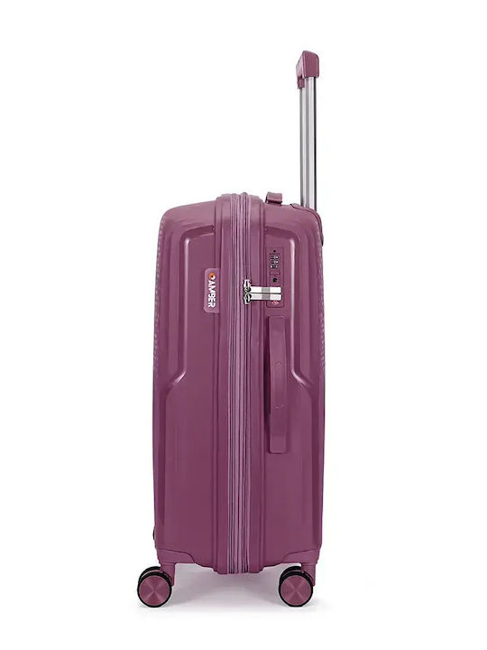 Amber Forecast Hard Travel Suitcases Purple with 4 Wheels Set of 3 Pieces