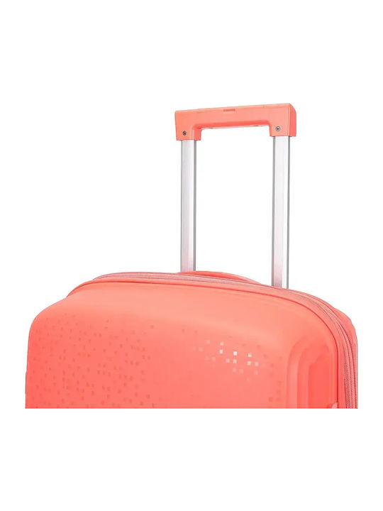 Amber Cabin Hard Suitcase Peachy Red with 4 Wheels Height 55cm
