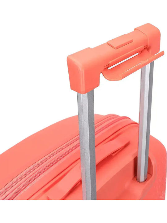 Amber Cabin Hard Suitcase Peachy Red with 4 Wheels Height 55cm