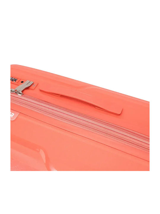 Amber Cabin Hard Suitcase Peachy Red with 4 Wheels Height 55cm
