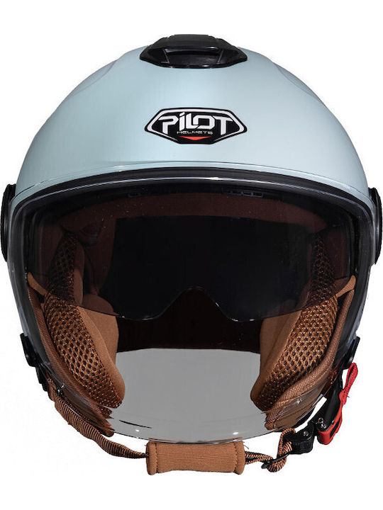 Pilot Fly SV Sea Green Motorcycle Helmet Jet ECE 22.06 1300gr with Sunvisor