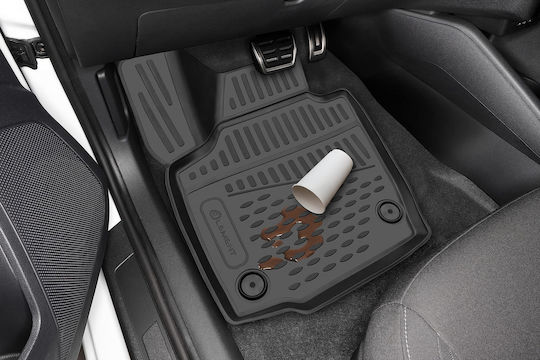 Novline Set of Front and Rear Mats 4pcs Tray Type for Peugeot Partner Tepee Black