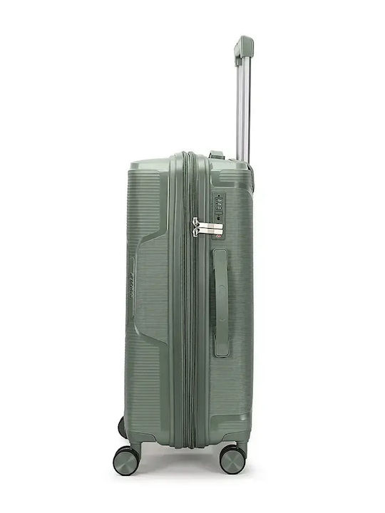 Amber Mittlerer Hartschrank Koffer in Olivgrün mit 4 Rädern Höhe 65cm